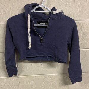Girls Katie J NYC Navy Blue Cropped Hoodie
